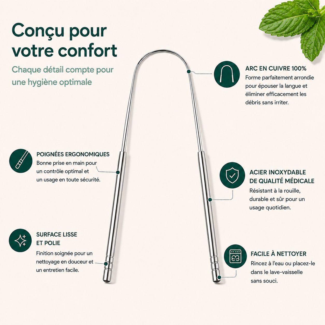 Gratte-Langue Cuivre PuroSmile